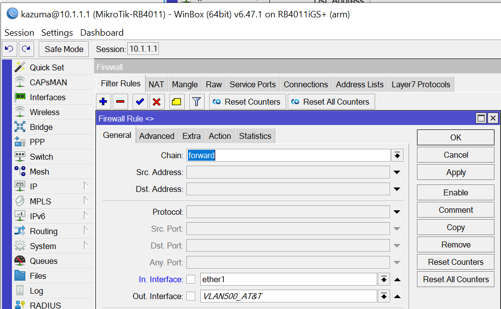 Lastly, Add Firewall Rule to allow traffic from WAN to VLAN500 without being filtered/blocked.