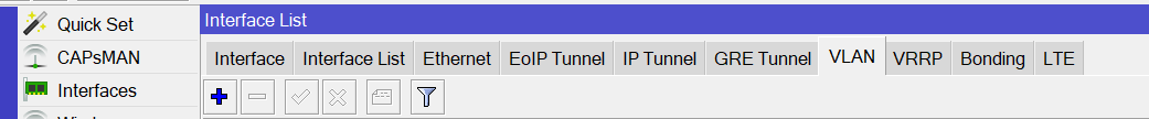 Inside of Winbox go to Interfaces, then VLAN tab.